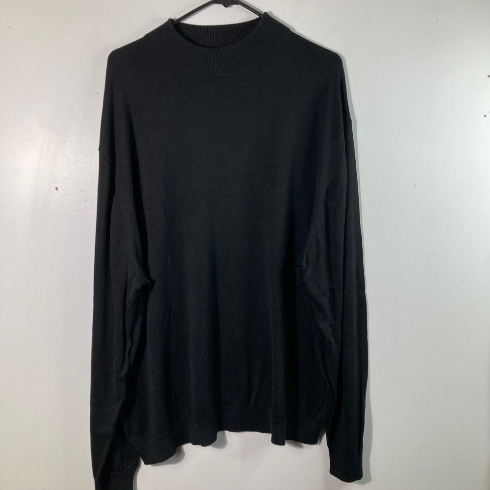CEZANI Black Mock Neck Long Sleeve Sweater‎ Top 70% Silk 30% Cotton XXL